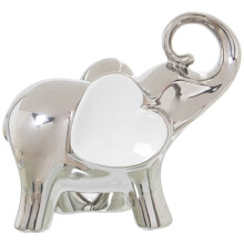 Decorative Figure Alexandra House Living White Ceramic Elephant Silver 12 x 25 x 22 cm