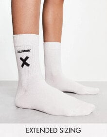 COLLUSION Unisex – Socken in Weiß mit Logo