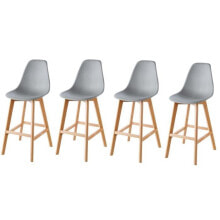 Барные стулья SACHA набор из 4 стульев - бук - серый - Д 45,5 x Г 56 x В 102 см