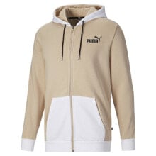 Puma Colorblock Full Zip Hoodie Mens Beige Casual Outerwear 67911688 купить в аутлете