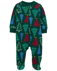 Baby Christmas Trees Zip-Up Fleece Sleep & Play Pajamas