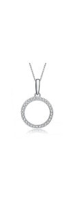 Купить кулоны и подвески Rachel Glauber: Exclusive White Gold Plated Cubic Zirconia Circle Shaped Pendant Necklace