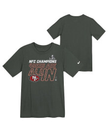 Nike big Boys and Girls Anthracite San Francisco 49ers 2023 NFC Champions Locker Room Trophy Collection T-shirt