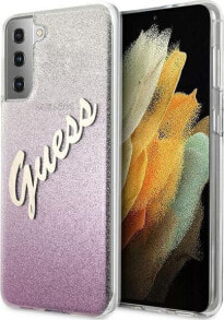 Guess Etui Guess GUHCS21MPCUGLSPI Samsung Galaxy S21+ Plus różowy/pink hardcase Glitter Gradient Script