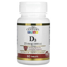 Витамин Д 21st Century, витамин D3, 25 мкг (1000 МЕ), 60 таблеток