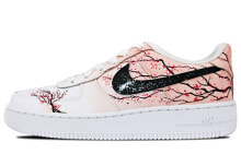 【定制球鞋】 Nike Air Force 1 Low 7 空军一号 手绘 喷绘 樱花 少女 浪漫 唯美 泼墨 渐变 低帮 板鞋 女款 白粉 / Кроссовки Nike Air Force 314192-117