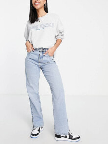 Женские джинсы miss Selfridge high rise relaxed dad jean with side splits in midwash blue