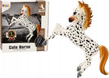 Figurka LeanToys Figurka Konia Biały Koń w Kropki Stojący Stajnia Farma Cute Horse