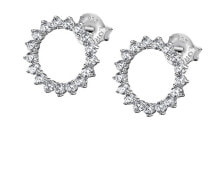 Серьги Gentle silver earrings with zircons in the shape of the sun LP3112-4 / 1