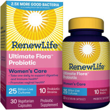 Пребиотики и пробиотики renew Life Women&#039;s Care Probiotic Женский пробиотический комплекс для поддержки имнтимного здоровья 10 штаммов 25 млрд КОЕ 30 вегетариански капсул