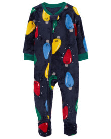 Baby 1-Piece Christmas Lights Velboa Footie Pajamas