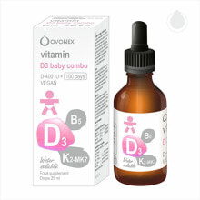 Витамин D OVONEX  Vitamin D3 baby combo  Жидкий витамин D3 с B5 и K2-MK7 для детей  25 мл