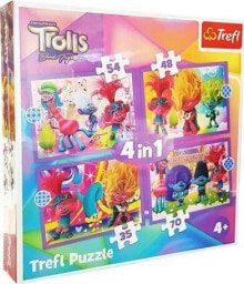 Trefl Puzzle 4w1 Przygody kolorowych Trolli TREFL