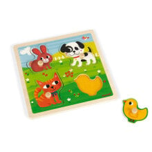 Деревянные пазлы для детей jANOD Tactile Puzzle My First Animals