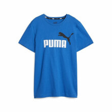Child's Short Sleeve T-Shirt Puma Ess+ 2 Col Logo Blue