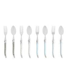 French Home laguiole Cocktail or Dessert Spoons and Forks, Set of 8, Mother of Pearl