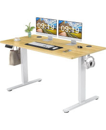 Simplie Fun electric Height Adjustable Standing Desk, Sit To Stand Ergonomic Computer Desk, Yellow, 55