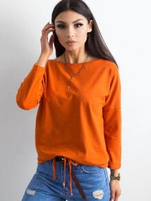 Женские блузки и кофточки Женская блузка с длинным рукавом и открытыми плечами на завязках - оранжевая Factory Price