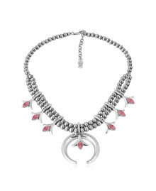 Купить ювелирные кулоны и подвески American West Jewelry: Sterling Silver and Rhodonite Gemstone Squash Blossom Necklace, 17 - 20 Inches