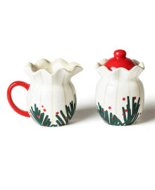Coton Colors balsam and Berry Ruffle Cream and Sugar Set