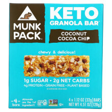 Мунк Пак, Keto Granola, кокосовая и какао-крошка, 4 батончика, 32 г (1,12 унции)
