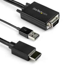Компьютерные разъемы и переходники starTech.com VGA2HDMM2M видео кабель адаптер 2 m USB Type-A + VGA (D-Sub) HDMI Тип A (Стандарт) Черный