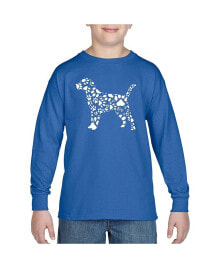 LA Pop Art big Boy's Word Art Long Sleeve T-shirt - Dog Paw Prints