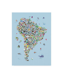 Trademark Global michael Tompsett Animal Map of South America For Children and Kids Blue Canvas Art - 37