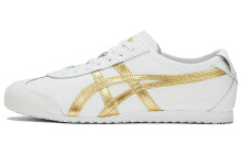 Onitsuka Tiger鬼冢虎 MEXICO 66 懒人一脚蹬烫金logo 低帮 运动休闲鞋 男女同款 冷白亮金 / Кроссовки Onitsuka Tiger MEXICO 66 Logo 1183A499-101