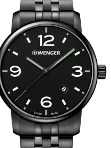 Мужские наручные часы с черным браслетом Wenger 01.1741.119 Urban Metropolitan Mens 42mm 10 ATM