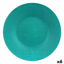 Плоская тарелка бирюзовый Cтекло 27,5 x 2 x 27,5 cm (6 штук)