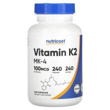Nutricost, Витамин K-2 MK-4, 100 мкг, 240 капсул