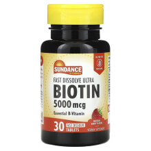Sundance, Fast Dissolve Ultra Biotin, натуральные ягоды, 5000 мкг, 30 быстрорастворимых таблеток