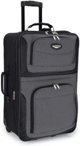 Мужской чемодан текстильный коричневый Travel Select Amsterdam Expandable Rolling Upright Luggage, Orange, 8-Piece Set