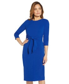 Adrianna Papell women's Tie-Front 3/4-Sleeve Crepe Knit Dress