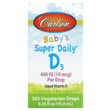 Витамин Д Carlson, Super Daily, витамин D3 для детей, 10 мкг (400 МЕ), 10,3 мл (0,35 жидк. унций)