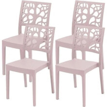 Set von 4 Teti Areta Gartensthle - 52 x 46 x H 86 cm - Pastellrosa