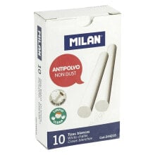 MILAN Box 10 White Non Dust Calcium Carbonate Chalks