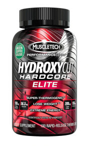Жиросжигатели Hydroxycut Hardcore Elite Комплекс с L-тианином, теобромином и кофеином 100 капсул