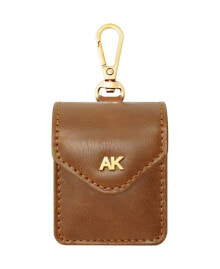 Anne Klein women's Honey Brown Faux Leather Holder with Gold-Tone Alloy AK Symbol and Matching Carabiner Clip
