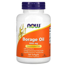 NOW Borage Oil Concentrated GLA Масла огуречника источник гамма-линоленовой кислоты 1000 мг  120 гелевых капсул