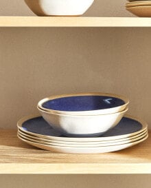 Stoneware bowl with rim