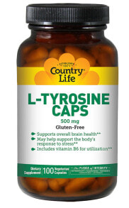 Amino Acids country Life L-Tyrosine Caps -- 500 mg - 100 Vegetarian Capsules
