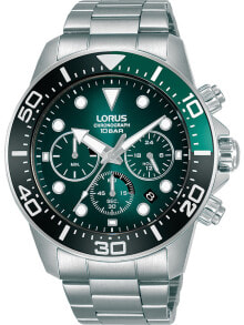 Мужские наручные часы с серебряным браслетом Lorus RT341JX9 chrono mens 43mm 10ATM