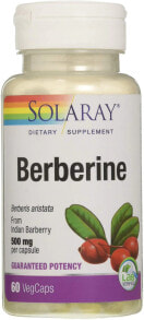 Витамины и БАДы для укрепления иммунитета Solaray Berberine Комплекс из индийского барбариса для поддержки уровня глюкозы в крови 500 мг 60 растительных капсул