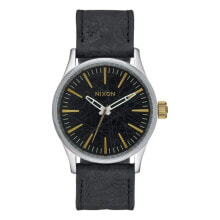Мужские наручные часы с ремешком Мужские наручные часы с черным кожаным ремешком Nixon A377-2222-00 ( 38 mm)