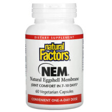 Natural Factors, NEM, натуральная оболочка из яичной скорлупы, 30 вегетарианских капсул