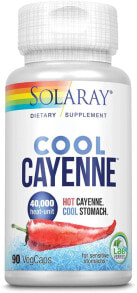 Витамины и БАДы для пищеварительной системы solaray Cool Cayenne Кайенский перец 90 растительных капсул