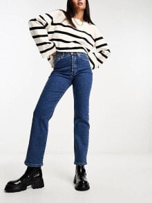 Купить женские джинсы NA-KD: NA-KD high waist straight leg jeans in mid blue