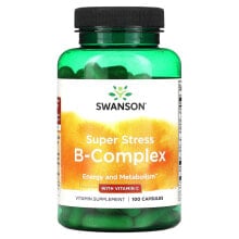 Витамины группы В swanson, Super Stress, B-Complex, With Vitamin C, 100 Capsules